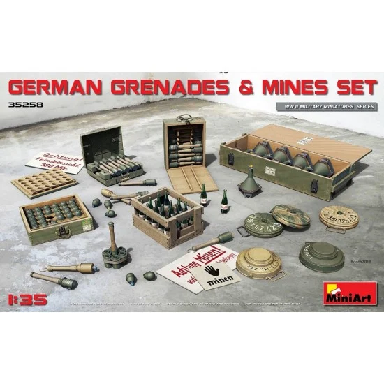 MiniArt 35258 1/35 WWII German Grenades & Mines Set - Model Figures