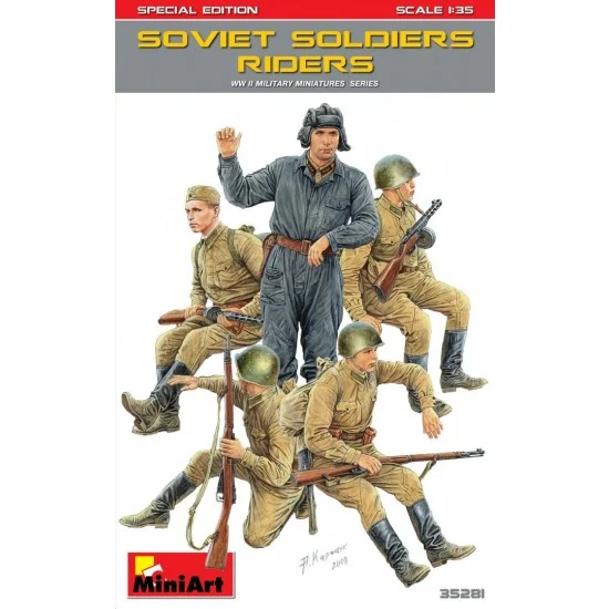 MiniArt 35281 1/35 Soviet Soldiers Riders [Special Edition] (5 figures w/weapons & equipment) - Model Figures