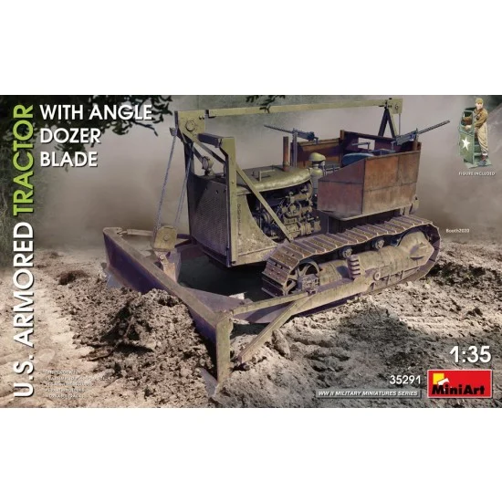 MiniArt 35291 1/35 US Armoured Tractor w/Angle Dozer Blade & Crewmen - Military Vehicles & Tanks