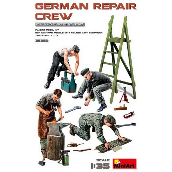 MiniArt 35358 1/35 German Repair Crew (4 Figures w/Equipment) - Model Figures