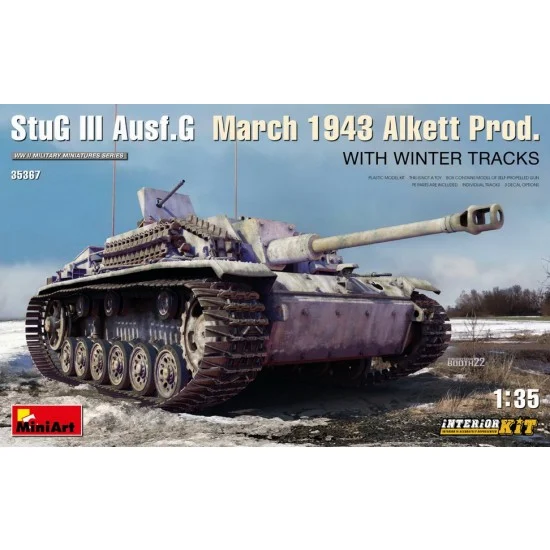 MiniArt 35367 1/35 StuG III Ausf. G March 1943 Alkett Prod. w/Winter Tracks [Interior Kit] - Military Vehicles & Tanks