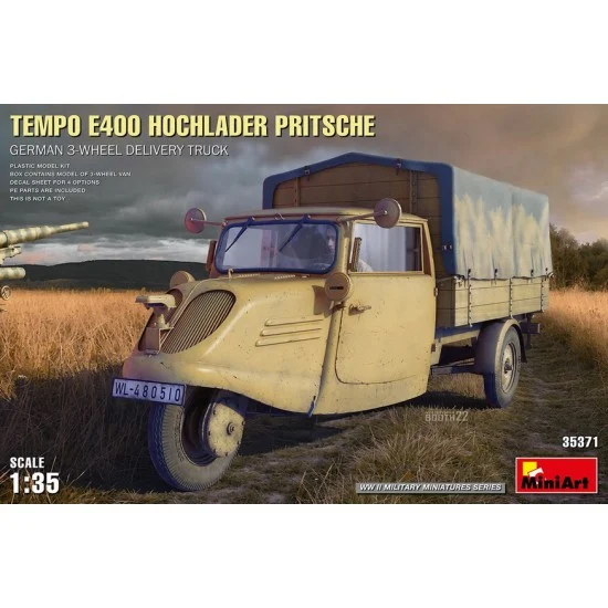 MiniArt 35371 1/35 German Tempo E400 Hochlader Pritsche 3-Wheel Delivery Truck