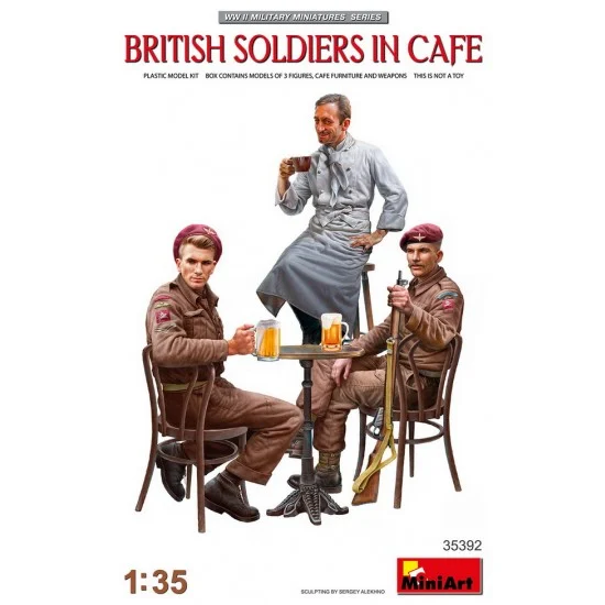 MiniArt 35392 1/35 British Soldiers In Cafe (3 figures & accessories) - Model Figures