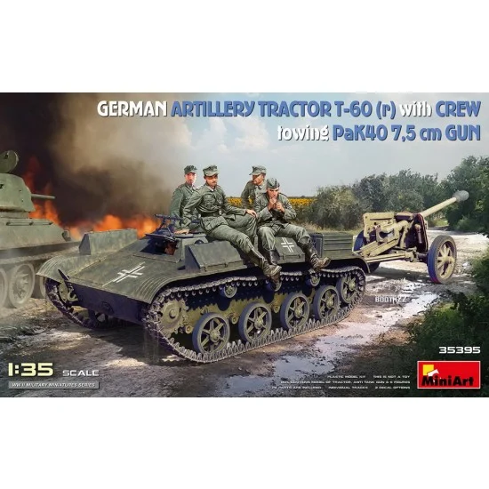 MiniArt 35395 1/35 German Artillery Tractor T-60 (r) w/PaK40 Gun & Crew