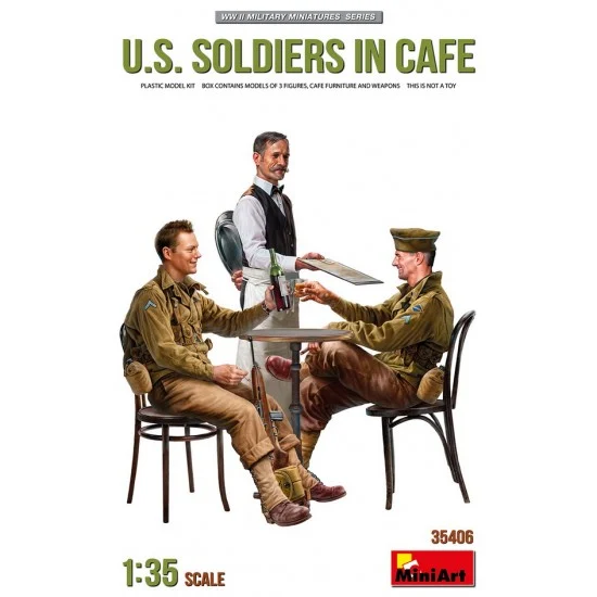 MiniArt 35406 1/35 US Soldiers in Cafe (3 figures & accessories) - Model Figures
