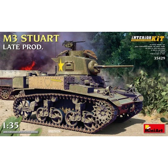 MiniArt 35429 1/35 M3 Stuart Late Production with Full Interior Detail - Military Vehicles & Tanks