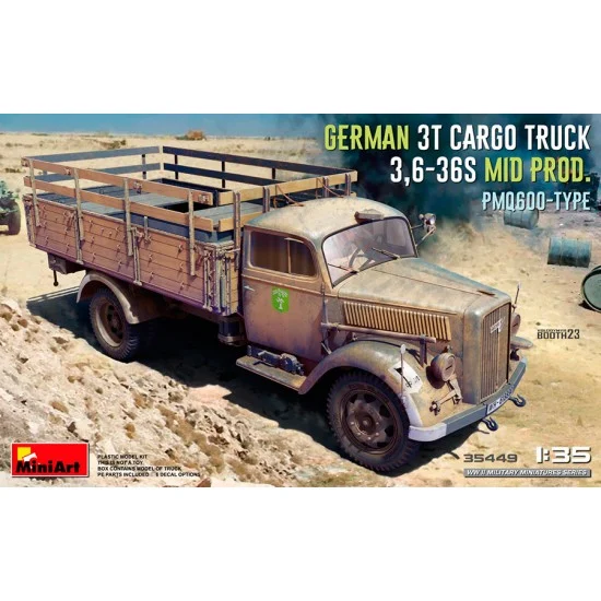 MiniArt 35449 1/35 German 3t Cargo Truck 3.6-36S Mid Prod. PMQ600-Type