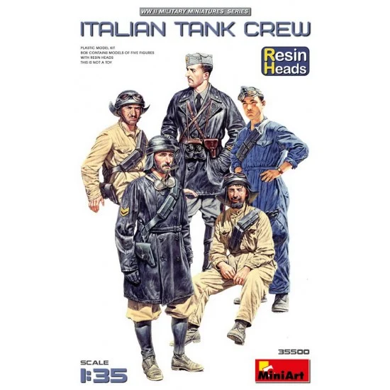 MiniArt 35500 1/35 Italian Tank Crew with Resin Heads - Model Figures