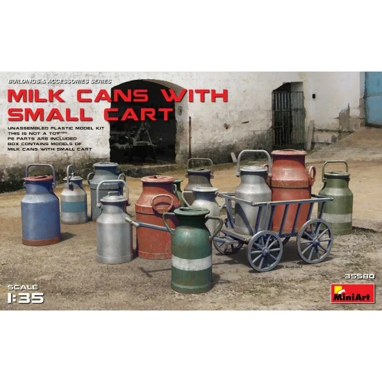 MiniArt 35580 1/35 Milk Cans (12pcs) with Small Cart - Scenics & Diorama