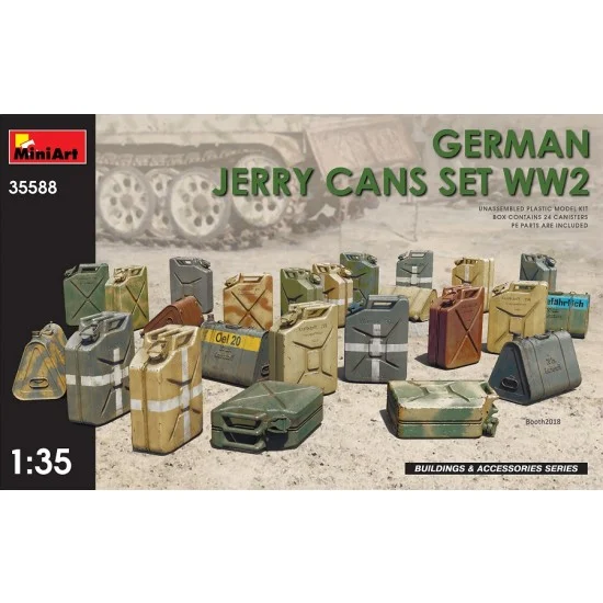 MiniArt 35588 1/35 WWII German Jerry Cans Set (24pcs, 4 types, 2 assembling options) - Scenics & Diorama