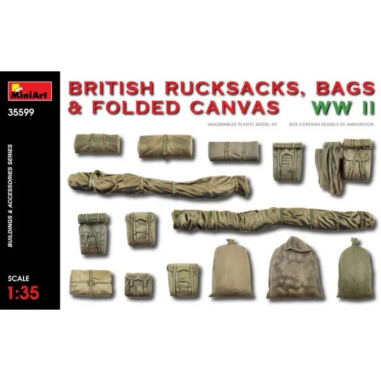 MiniArt 35599 1/35 WWII British Rucksacks, Bags & Folded Canvas - Military Vehicles & Tanks