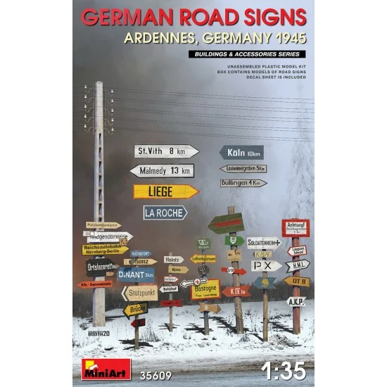 MiniArt 35609 1/35 WWII German Road Signs (Ardennes, Germany 1945) - Scenics & Diorama