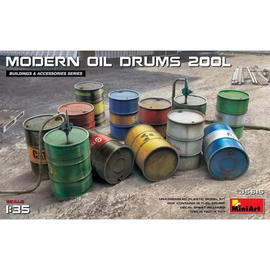 MiniArt 35615 1/35 Modern Oil Drums 200L (12 Fuel Drums) - Scenics & Diorama