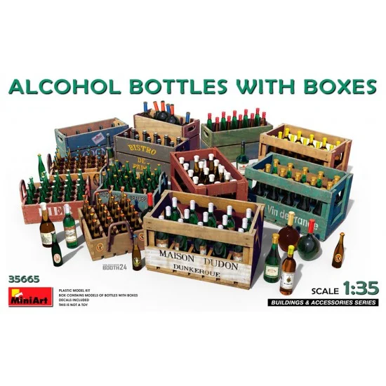 MiniArt 35665 1/35 Alcohol Bottles with Wooden Crates - Scenics & Diorama