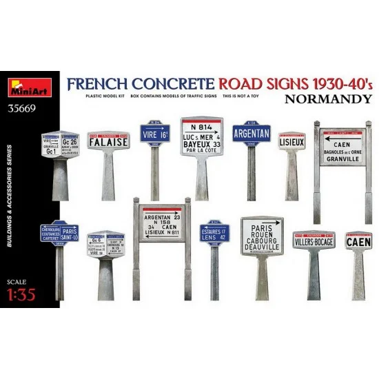 MiniArt 35669 1/35 French Concrete Road Signs 1930-40s, Normandy