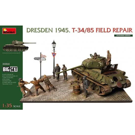MiniArt 36064 1/35 Dresden 1945 T-34/85 Field Repair Big Set
