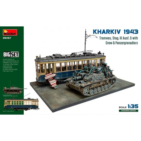 MiniArt 36067 1/35 Kharkiv 1943: Tram & Stug. III Ausf. G with Crew. BIG SET - Military Vehicles & Tanks