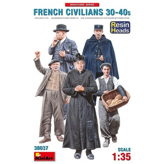 MiniArt 38037 1/35 French Civilians 1930-40s (5 figures w/resin heads)
