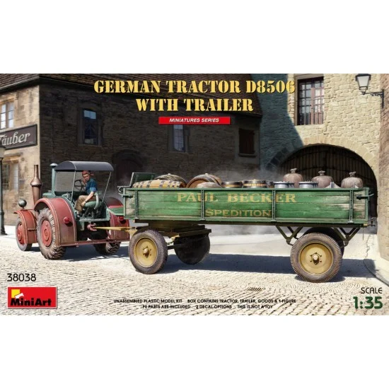 MiniArt 38038 1/35 German Tractor D8506 with Trailer - Military Vehicles & Tanks