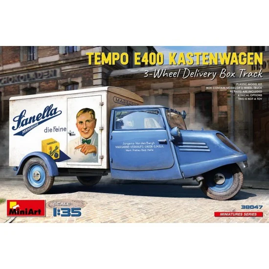 MiniArt 38047 1/35 Tempo E400 Kastenwagen 3-Wheel Delivery Box Track