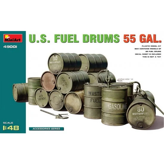 MiniArt 49001 1/48 US Fuel Drums 55 Gal - Scenics & Diorama