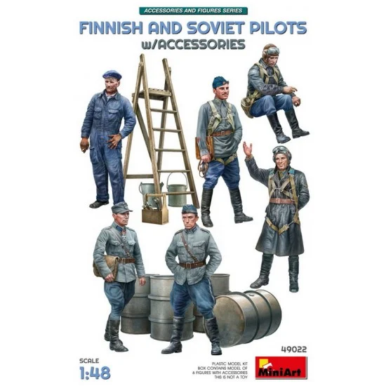 MiniArt 49022 1/48 Finnish and Soviet Pilots with Accessories (6 figures) - Model Figures
