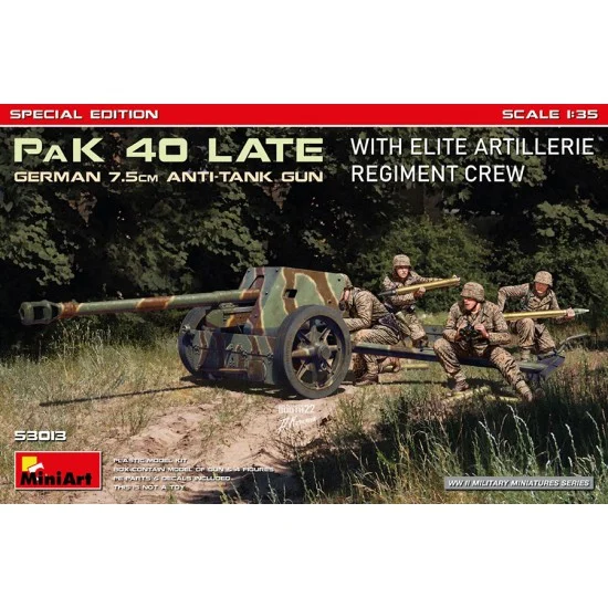 MiniArt 53013 1/35 German 7.5cm Pak 40 Late with Elite Artillerie Regiment Crew [Special Edition] - Military Vehicles & Tanks