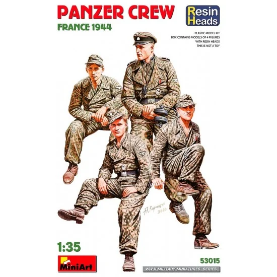 MiniArt 53015 1/35 Panzer Crew, France 1944 Plastic Figures with Resin Heads - Model Figures