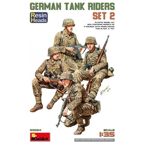 MiniArt 53024 1/35 German Tank Riders with Resin Heads Set #2 (4 figures) - Model Figures