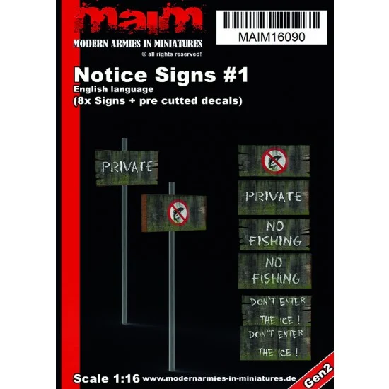 MAiM 16090 1/16 English Notice Signs (no fishing) - Scenics & Diorama