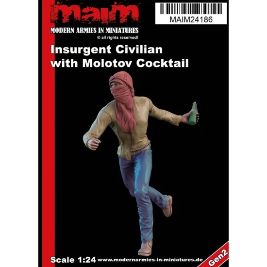 MAiM 24186 1/24 Insurgent Civilian with Molotov Grenade - Model Figures