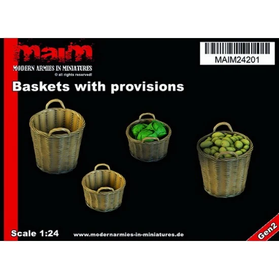 MAiM 24201 1/24 Baskets with Provisions (4 different resin boxes) - Scenics & Diorama