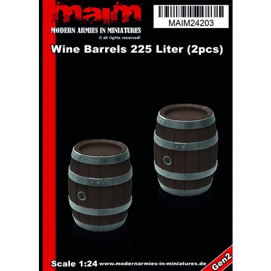 MAiM 24203 1/24 Wine Barrels 225 Liters (2pcs, each height: 30mm) - Scenics & Diorama