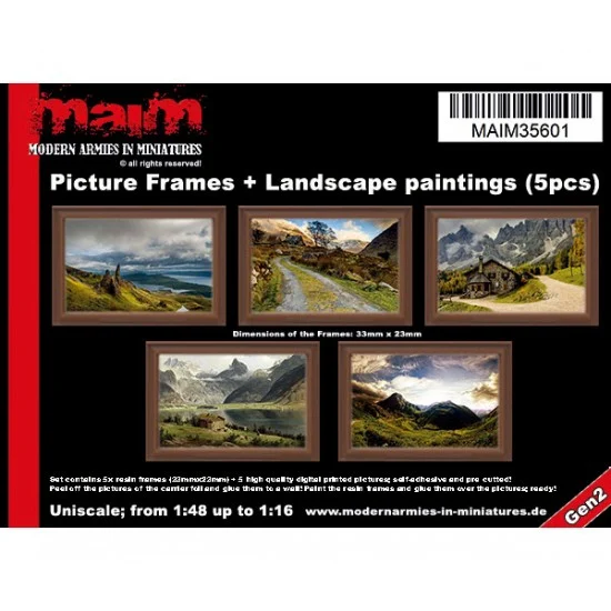 MAiM 35601 1/48 - 1/16 Picture Frames + Landscape Paintings (5pcs)