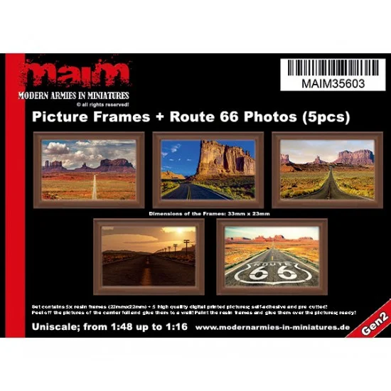MAiM 35603 1/48 - 1/16 Picture Frames + Route66 Photos (5pcs)
