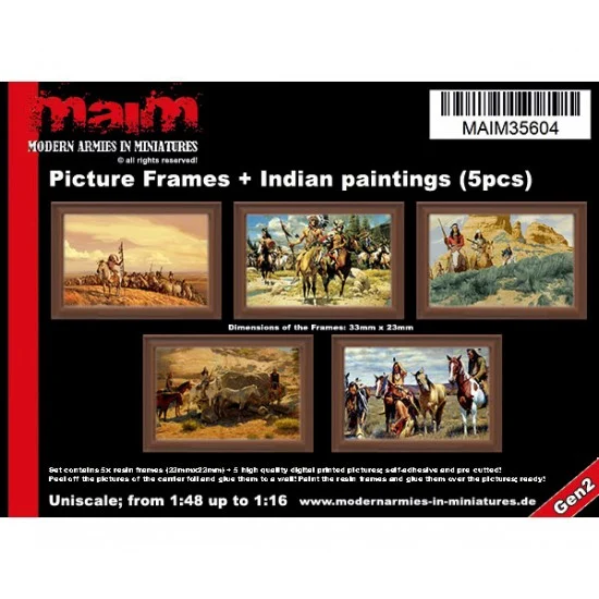 MAiM 35604 1/48 - 1/16 Picture Frames + Indian Paintings (5pcs)