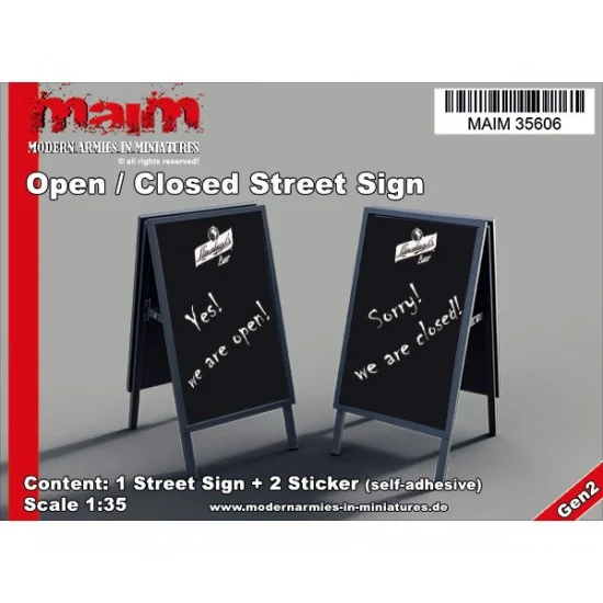 MAiM 35606 1/35 Billboard / Werbetafel (Text: open / closed) - Scenics & Diorama