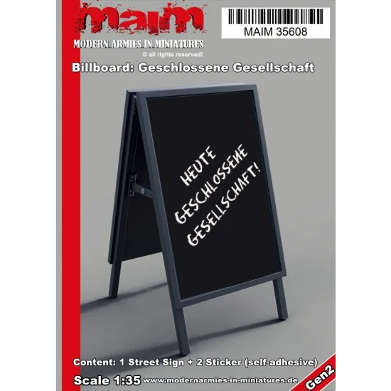 MAiM 35608 1/35 Billboard/Werbetafel (Text German: Geschlossene Gesellschaft = Private Party) - Scenics & Diorama