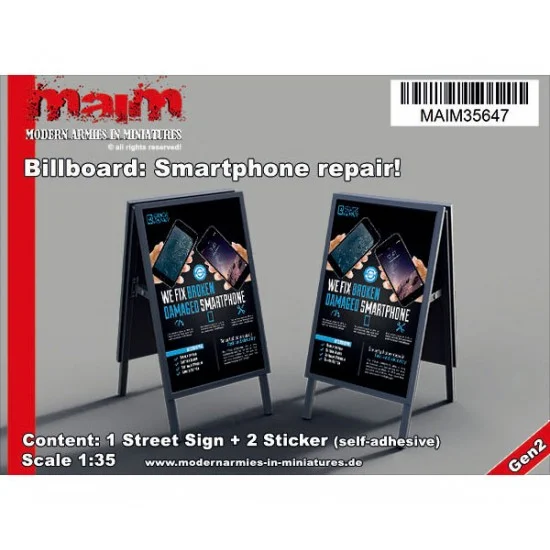 MAiM 35647 1/35 Billboard/Werbeschild Smartphone Repair - Scenics & Diorama