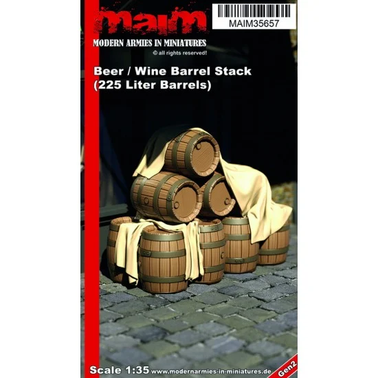 MAiM 35657 1/35 Beer/Wine Barrel Stack #225 Liter (resin) - Scenics & Diorama