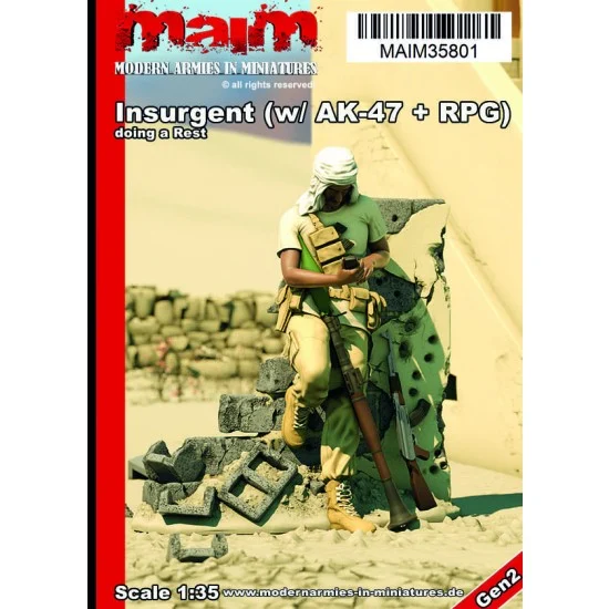 MAiM 35801 1/35 Insurgent w/AK 47 & RPG Doing a Rest - Model Figures