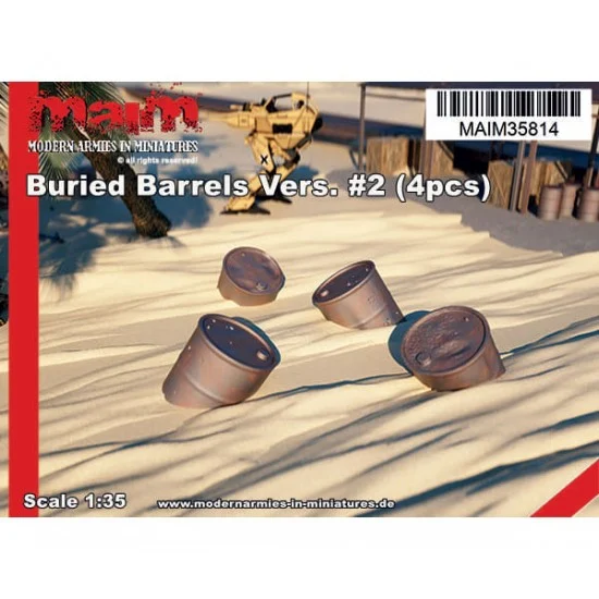 MAiM 35814 1/35 Buried Barrels #2 (4pcs) - Scenics & Diorama