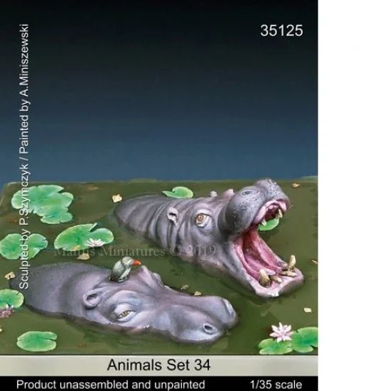 Mantis Miniatures 35125 1/35 Animal Set #34 - Hippos