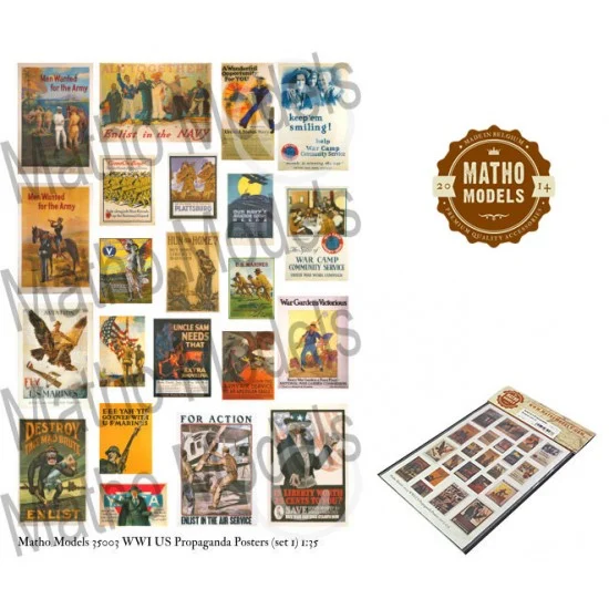 Matho 35003 1/35 WWI US Propaganda Posters Set Vol.1 (22 posters) - Scenics & Diorama