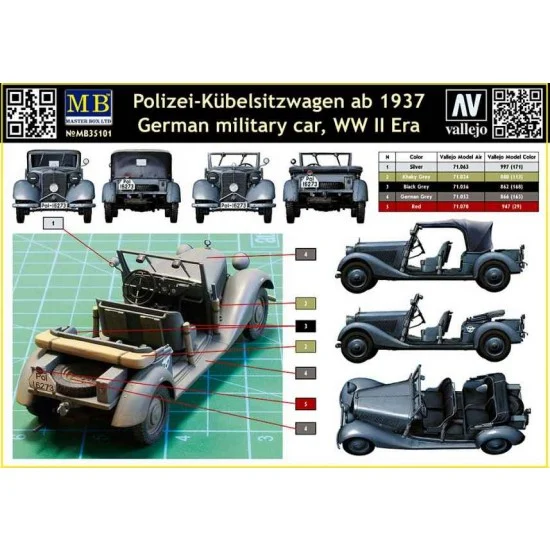 Master Box 35101 1/35 WWII German Military Car - Polizei-Kubelsitzwagen Ab 1937