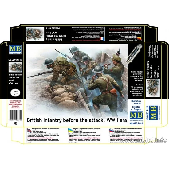 Master Box 35114 1/35 WWI British Infantry Before the Attack (5 figures) - Model Figures