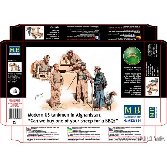 Master Box 35131 1/35 Modern US Tankmen in Afghanistan "Can we buy one of your sheep for a BBQ?" - Model Figures