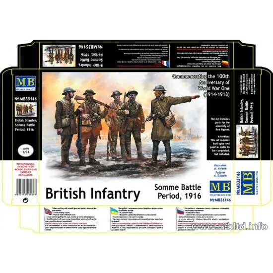 Master Box 35146 1/35 British Infantry in Somme Battle Period 1916 (5 Figures) - Model Figures