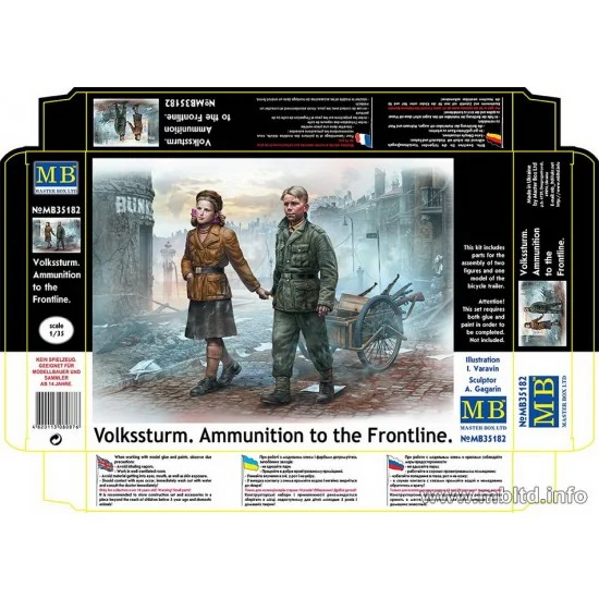Master Box 35182 1/35 Volkssturm - Ammunition to the Frontline (1 Bicycle Trailer+2 Figures)