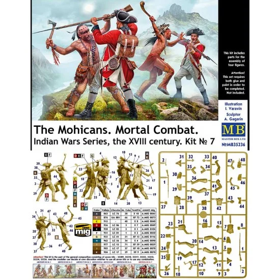 Master Box 35236 1/35 Indian Wars The Mohicans Mortal Combat, the XVIII century Kit No.7 (4 figures) - Model Figures